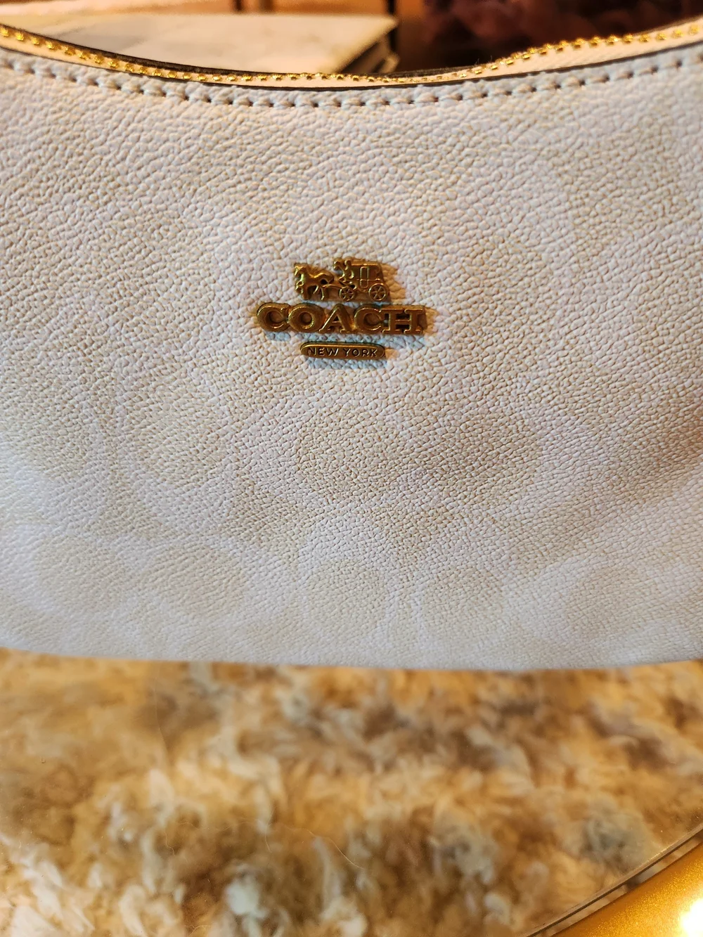 Coach Teri Should Bag-Off-White Leather Shoulder Bag with Light Gold Hardware - Picture 3 of 6
